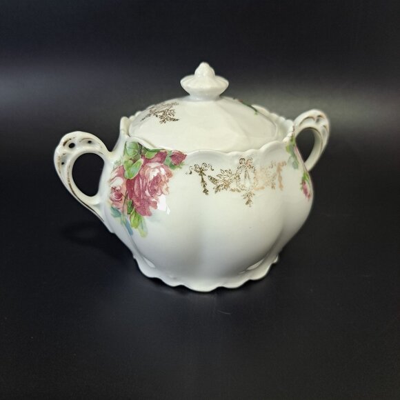 Heinrich Lidded Sugar Bowl H&C Bavaria Germany Floral Design - Picture 5 of 15